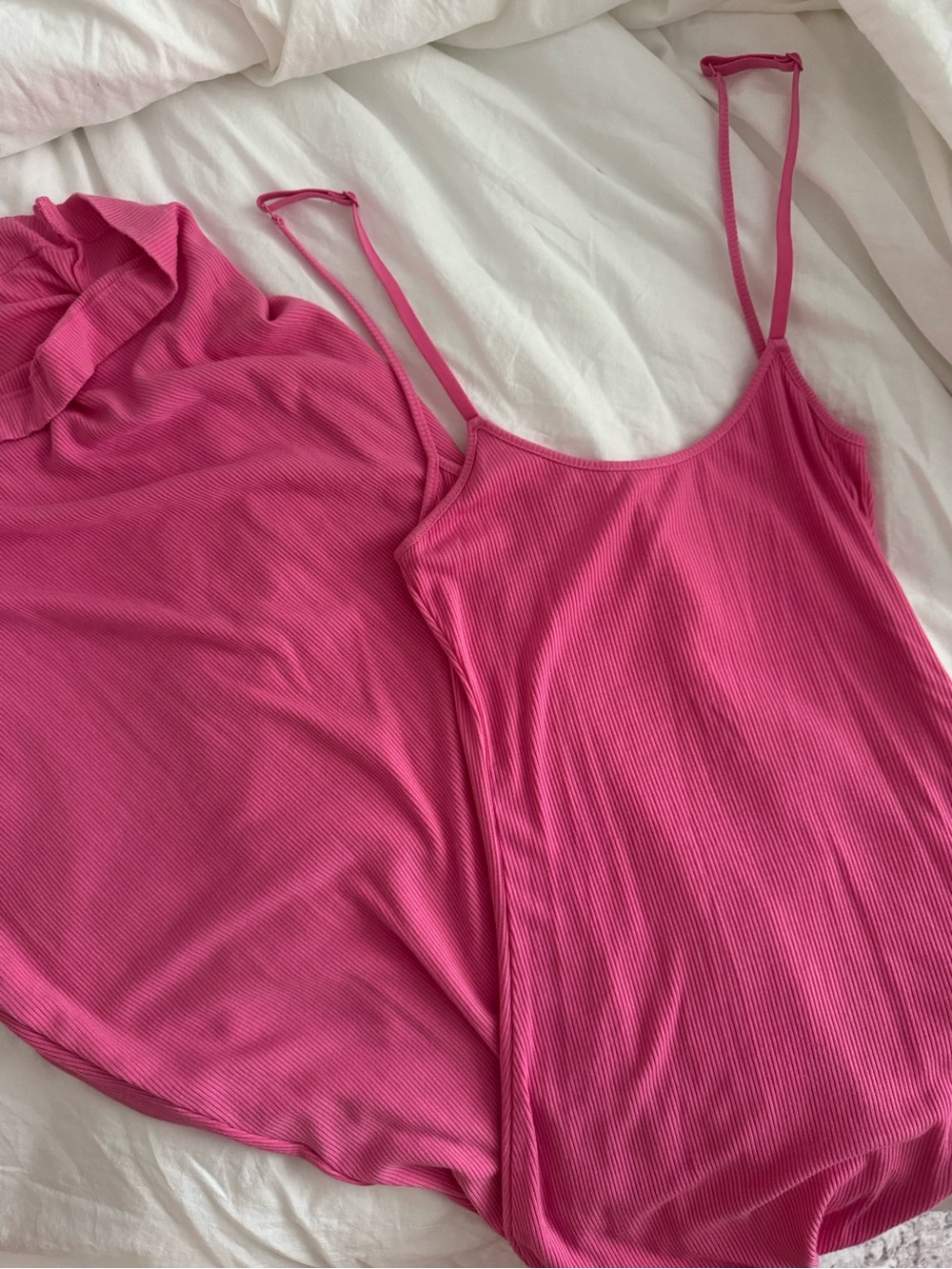 Bright Pink Ribbed Cami Dress